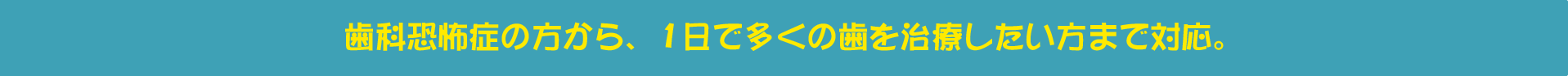 歯科恐怖症の方から、1日で多くの歯を治療したい方まで対応。
